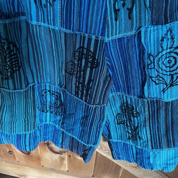 NWT Ananta Romper  Women's L/XL Patchwork Teal Blue Black Pockets Boho Hippie - Picture 4 of 16